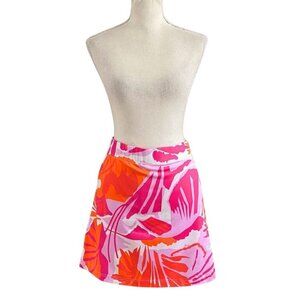 GRETCHEN SCOTT ORANGE PINK WHITE ABSTRACT SKORT - S